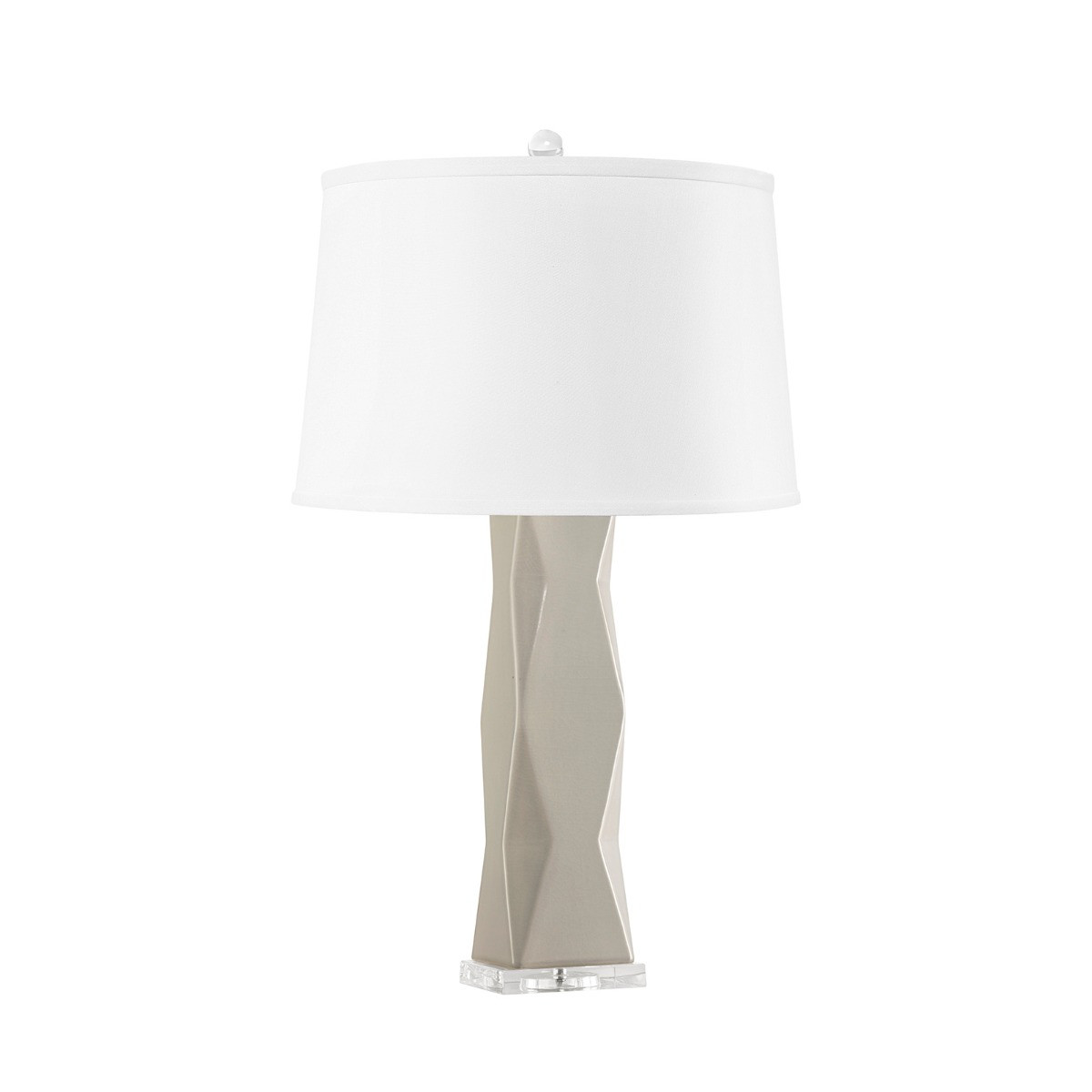 Molino Lamp with Shade 17-inch White Linen, with Nickel, Dove Gray