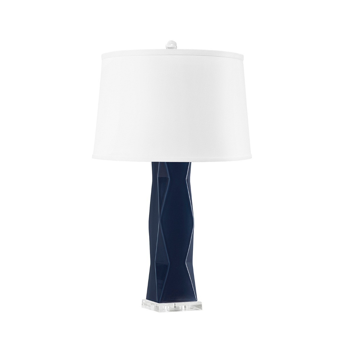 Molino Lamp with Shade 17-inch White Linen, with Nickel, Polo Blue