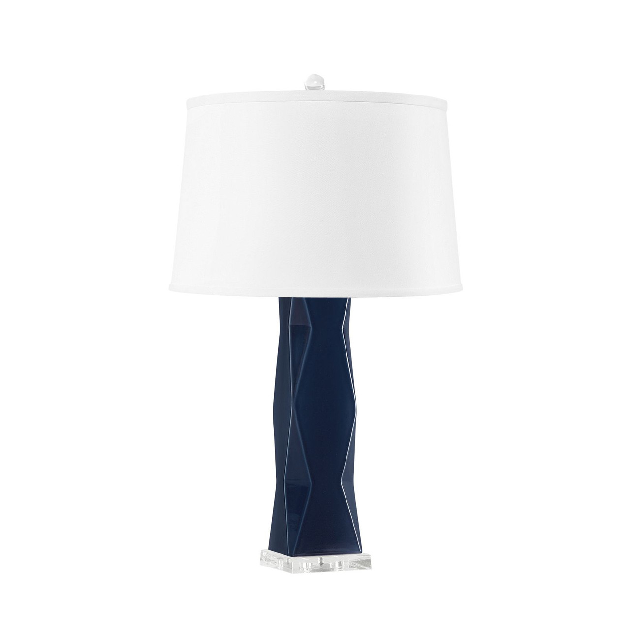 Molino Lamp with Shade 17-inch White Linen, with Nickel, Polo Blue
