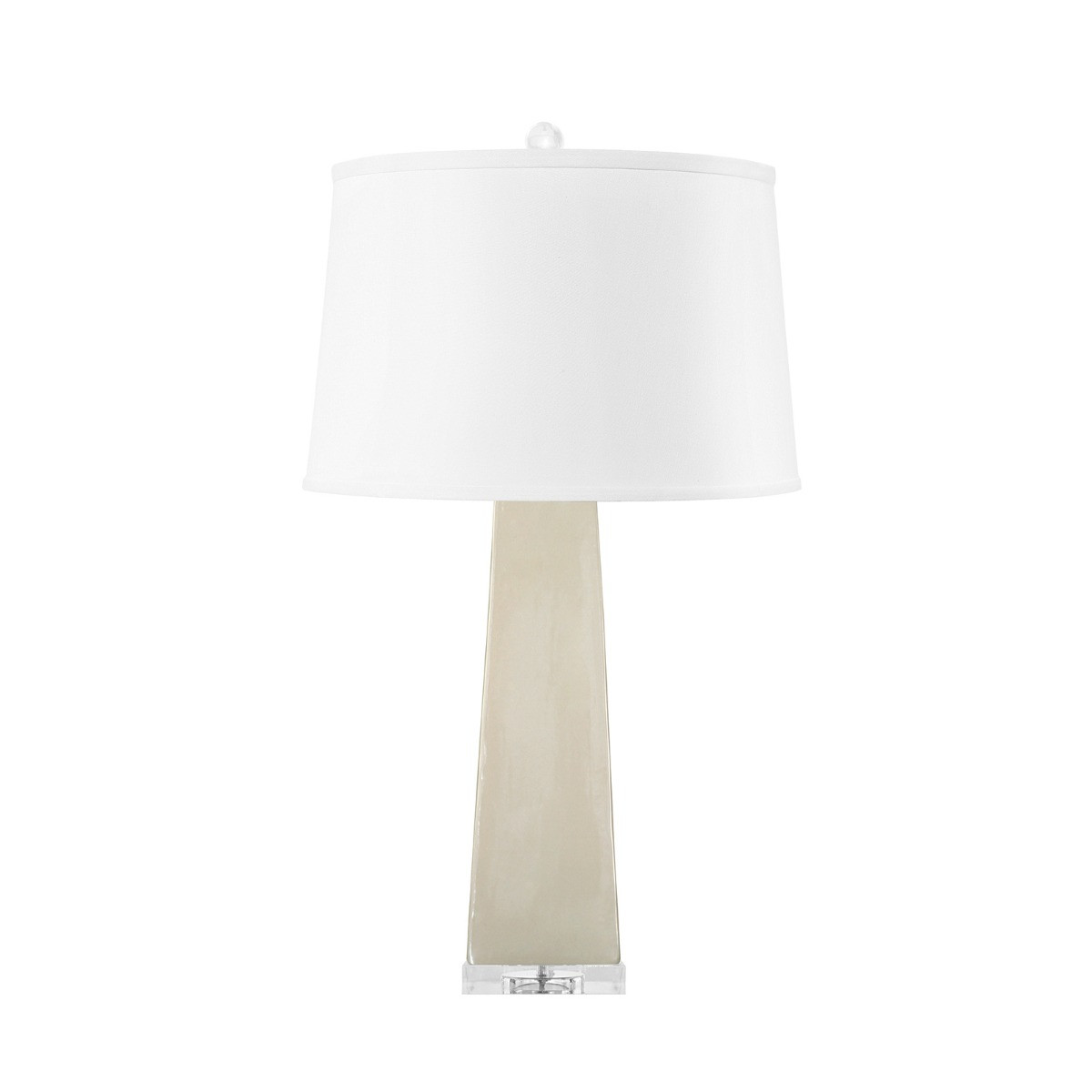 Naxos Lamp with Shade 17-inch White Linen, with Nickel, Beige
