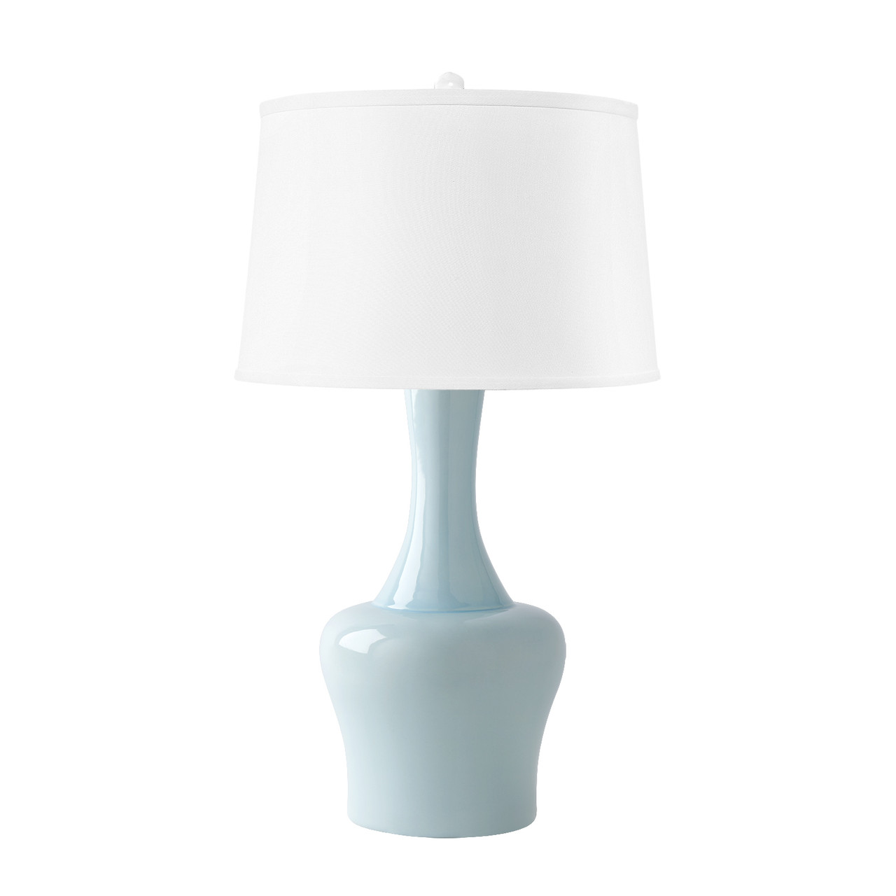 Nadia Lamp with Shade 17-inch White Linen, with Nickel, Misty Blue