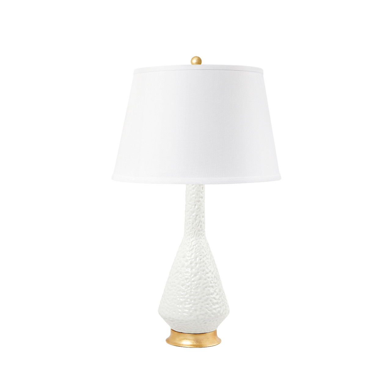 Oporto Medium Lamp with Shade 16-inch White Linen, with Gold, Moon White