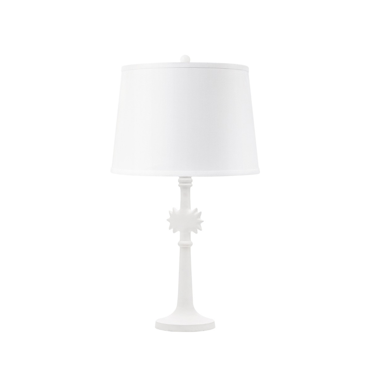Sol Lamp with Shade 14-inch White Linen, with Nickel, Plaster White