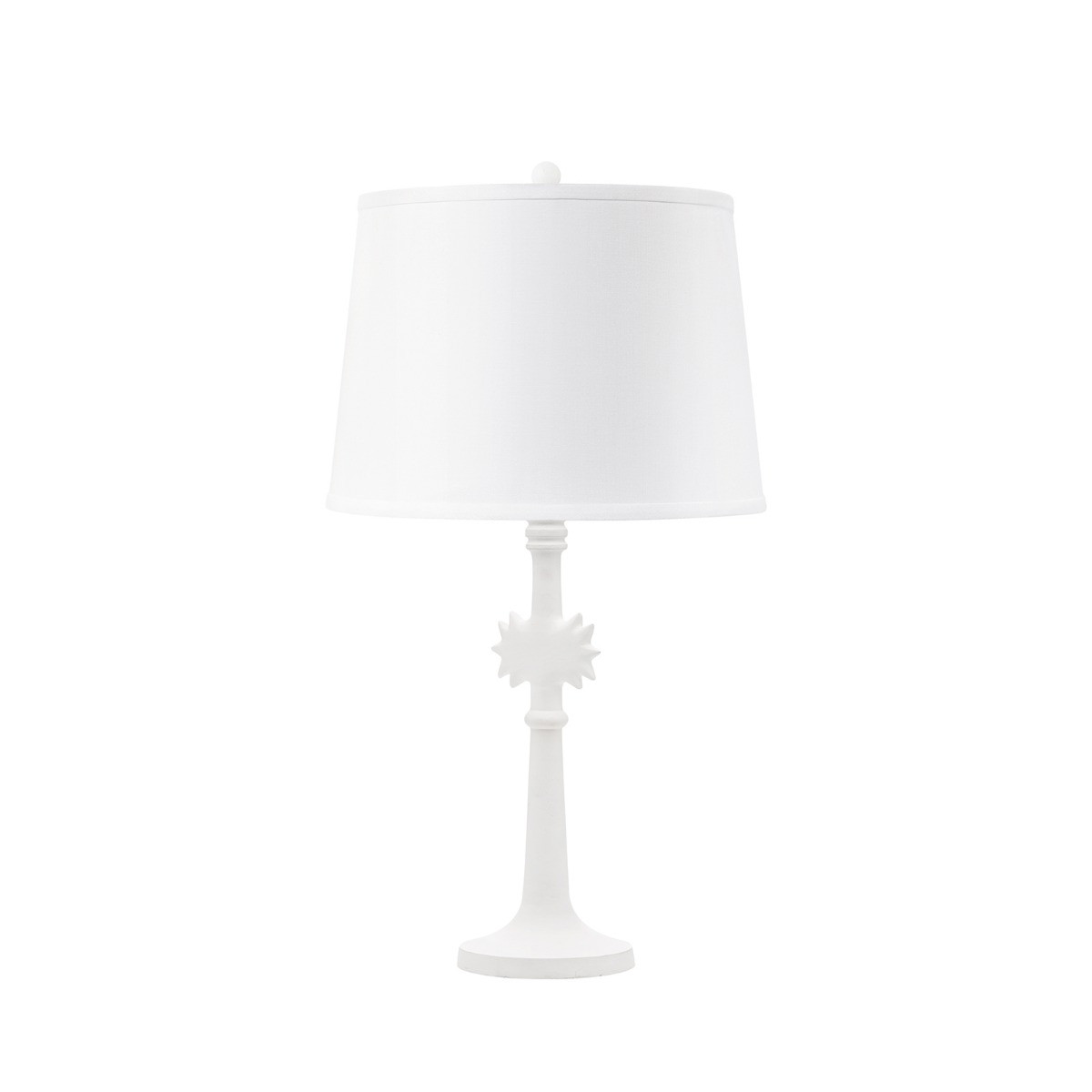 Sol Lamp with Shade 14-inch White Linen, with Nickel, Plaster White