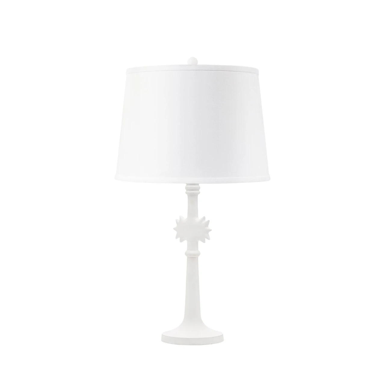 Sol Lamp with Shade 14-inch White Linen, with Nickel, Plaster White