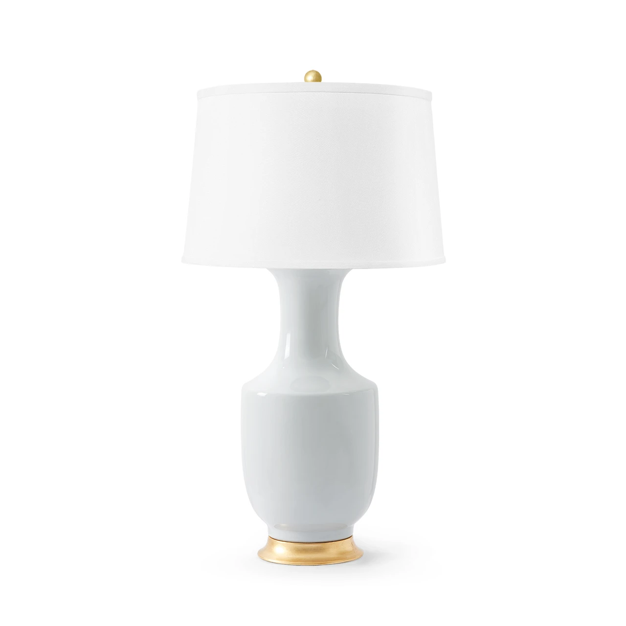Thalia Lamp with Shade 17-inch White Linen, with Gold, White Smoke