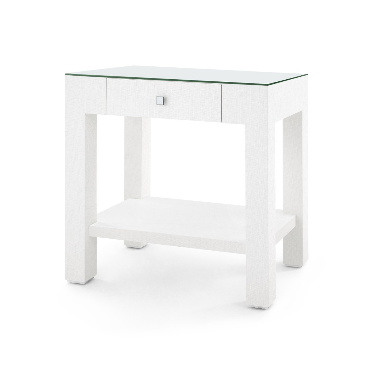 Valentina Grasscloth 1-Drawer Side Table, Chiffon White