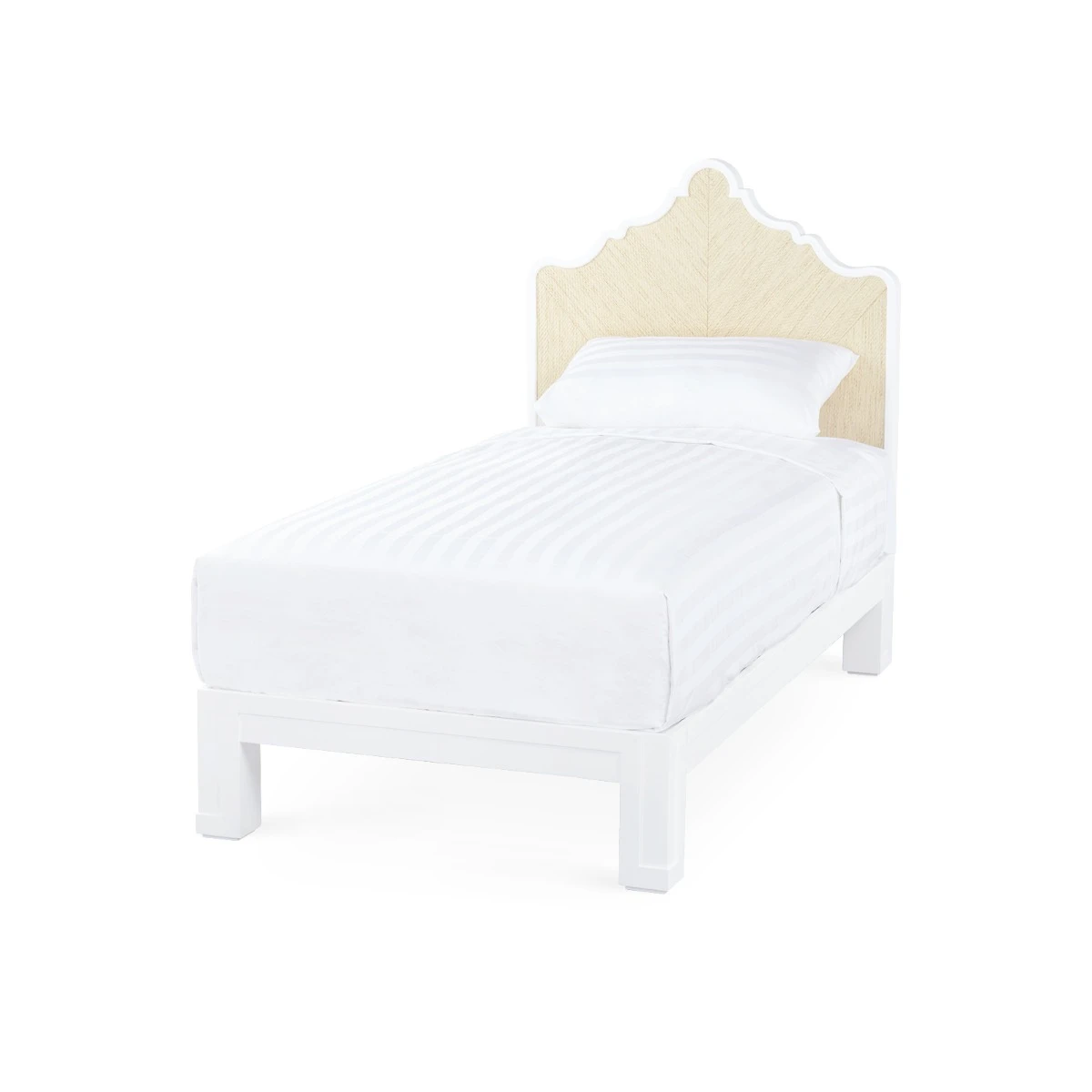 Victoria Twin Headboard With Ryder Bed Frame, Natural Twill, Vanilla