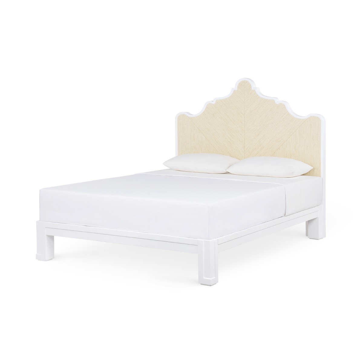 Victoria Queen Headboard With Ryder Bed Frame, Natural Twill, Vanilla