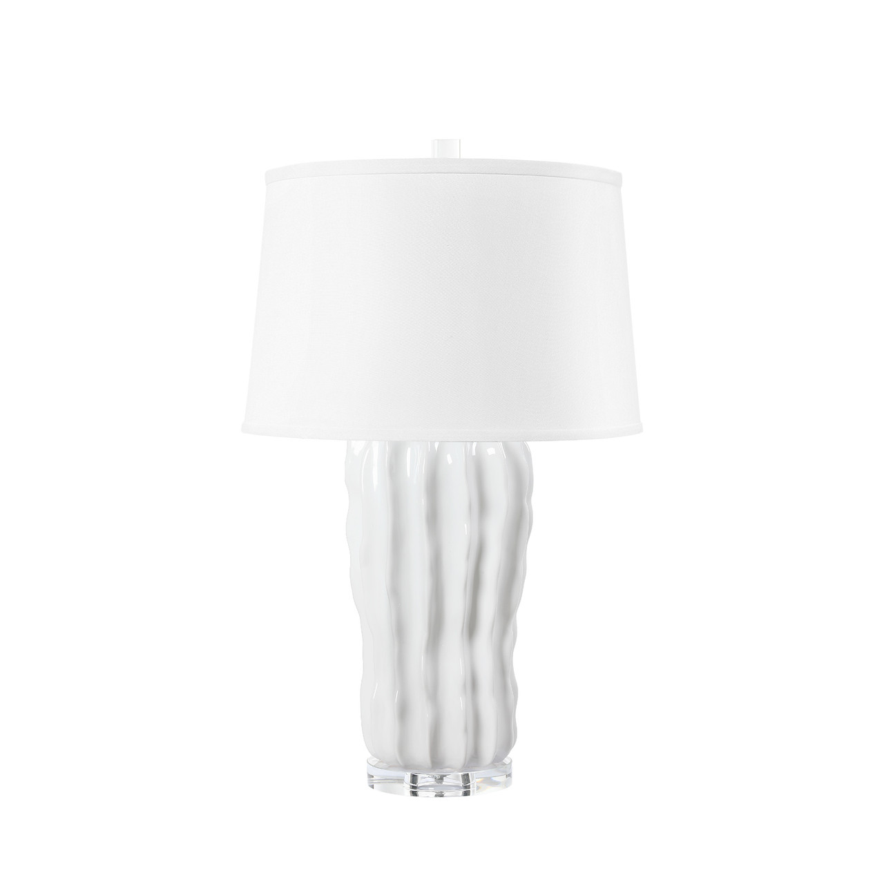 Malibu Lamp with Shade 17-inch White Linen, with Nickel, Alpine Gleam
