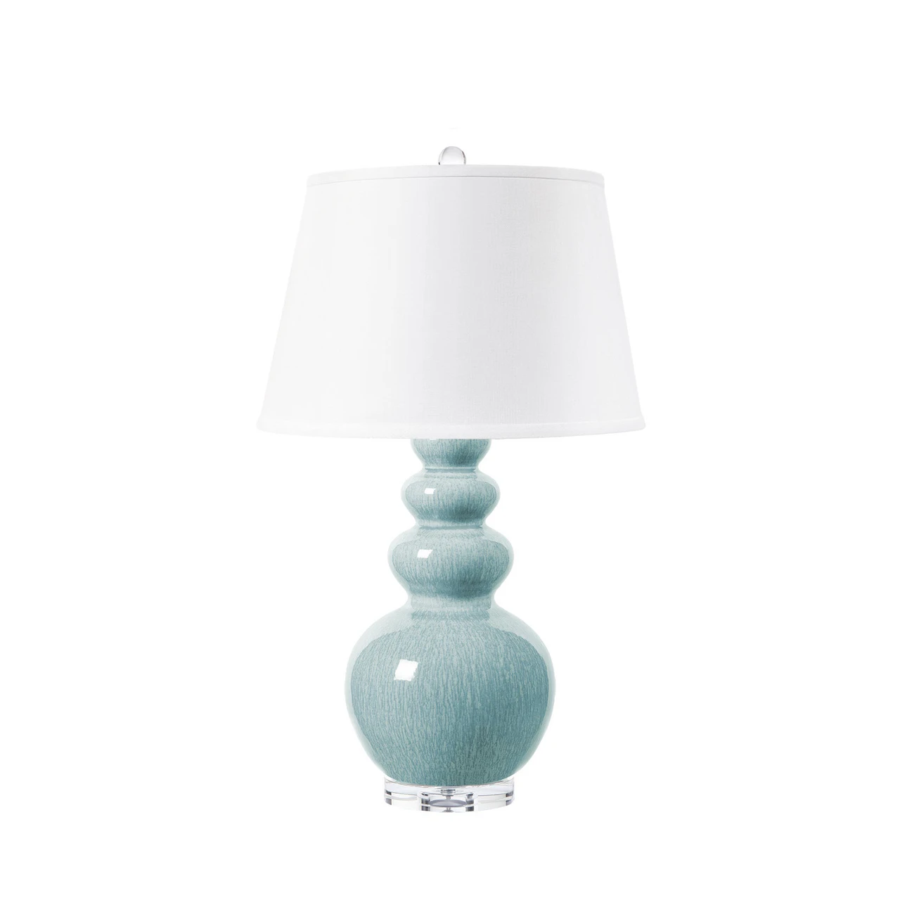 Virginia Lamp with Shade 16-inch White Linen, with Nickel, Cloud Blue