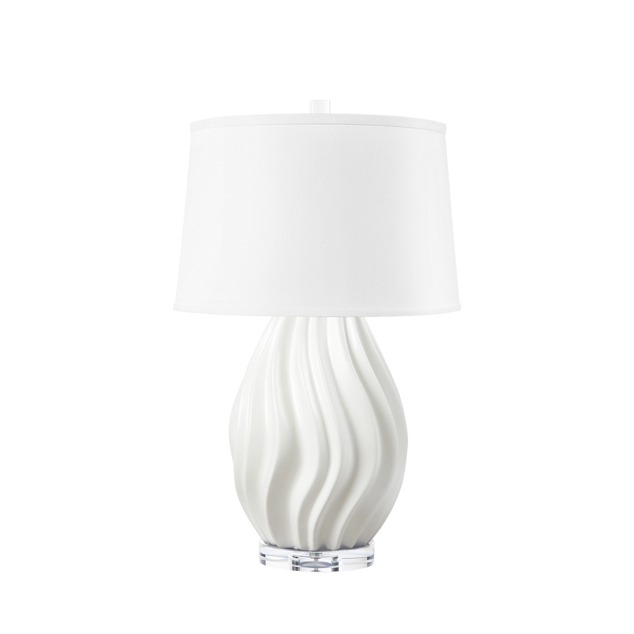 Tulum Lamp with Shade 17-inch White Linen, with Gold, Ivory Frost