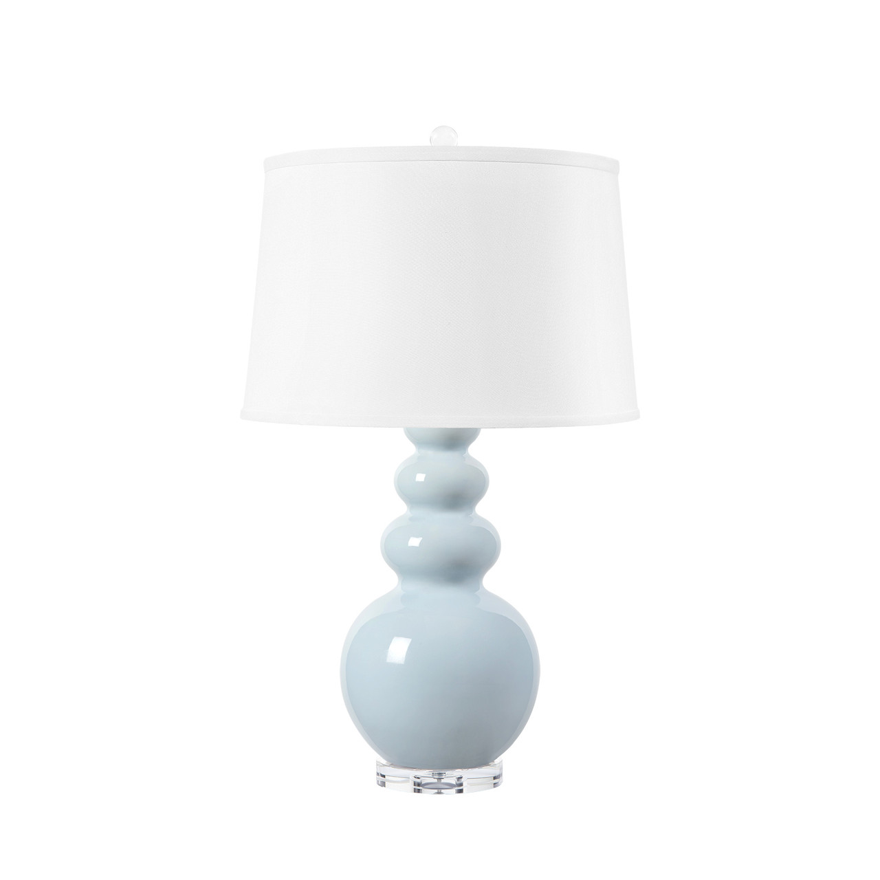 Virginia Lamp with Shade 16-inch White Linen, with Nickel, Glacial Mist