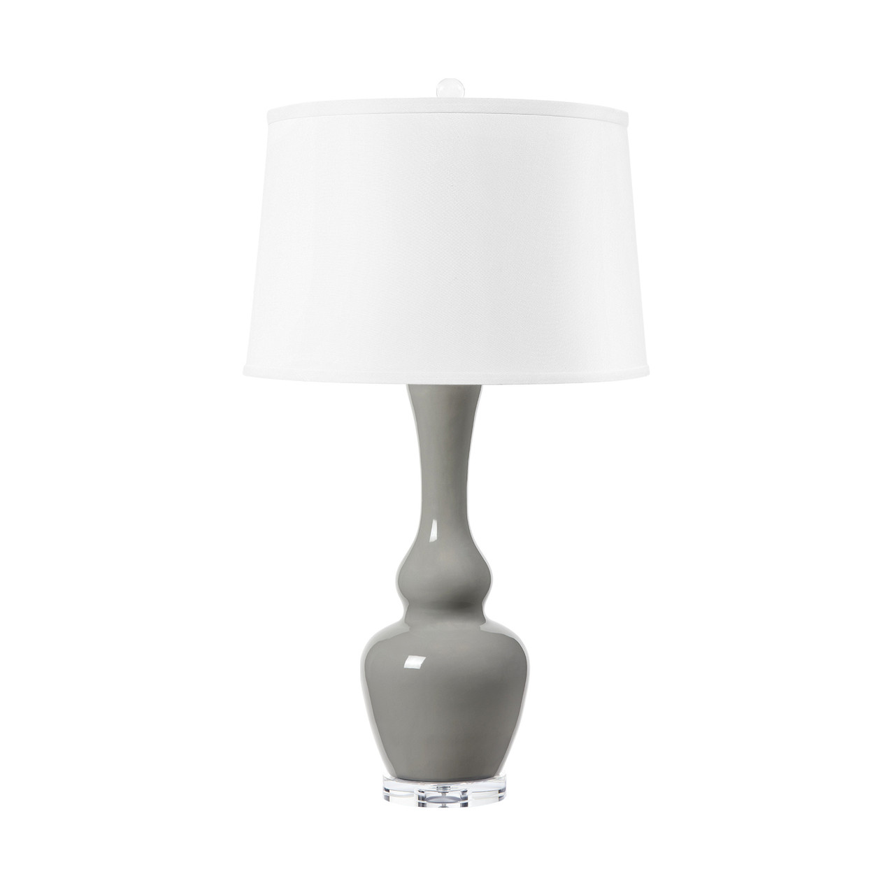 Ansonia Lamp with Shade 17-inch White Linen, with Nickel, Graphite Glow