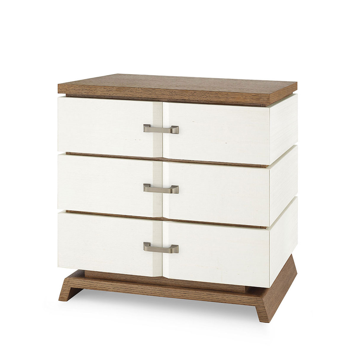 Tristan 3-Drawer Side Table, Sand White, Sesame Finish Oak Veneer