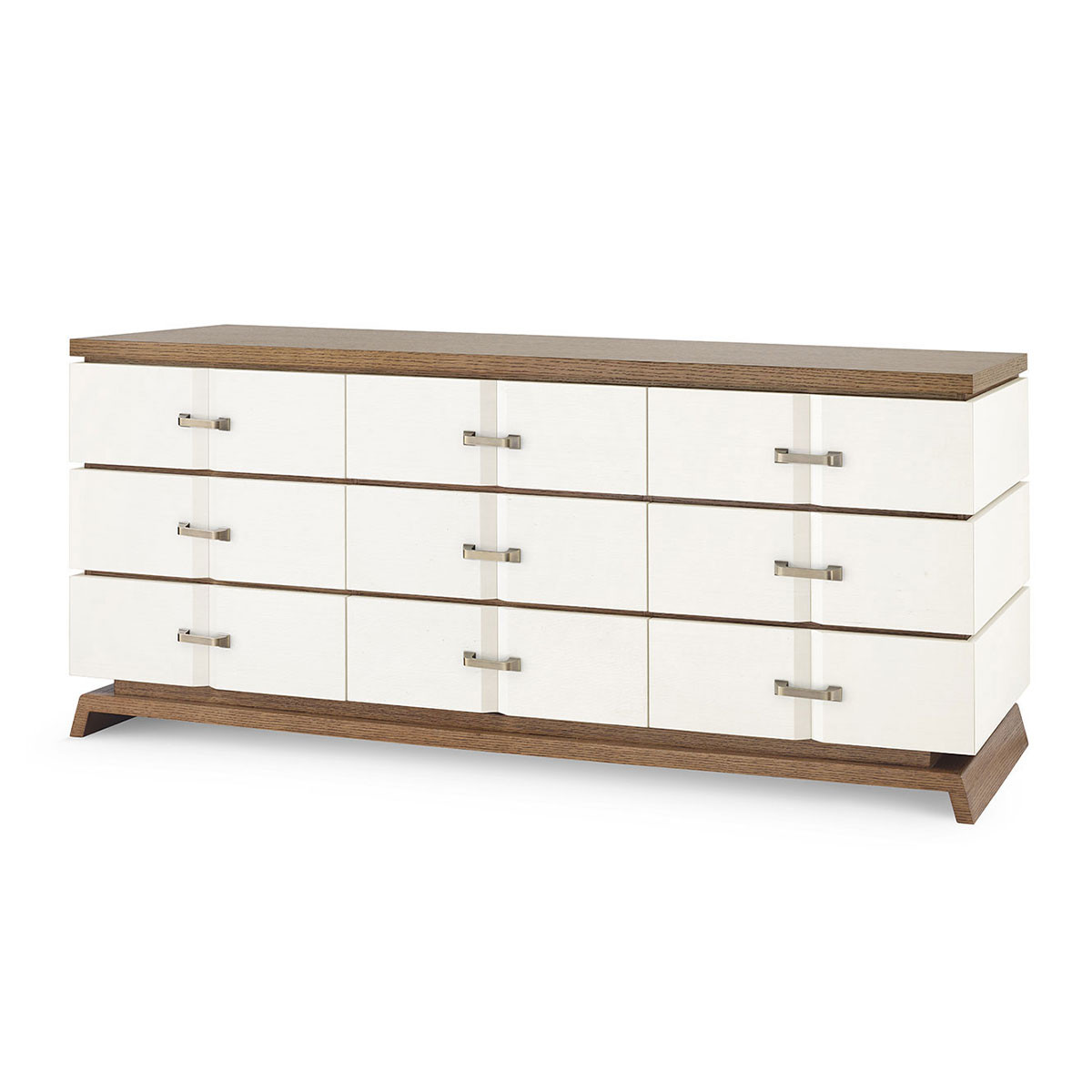 Tristan Extra Wide Large 9-Drawer, Sand White, Sesame Finish Oak Veneer