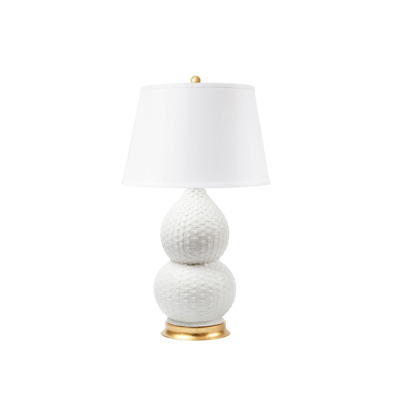 Charlotte Lamp with Shade 16-inch White Linen, with Gold, Blanc de Chine