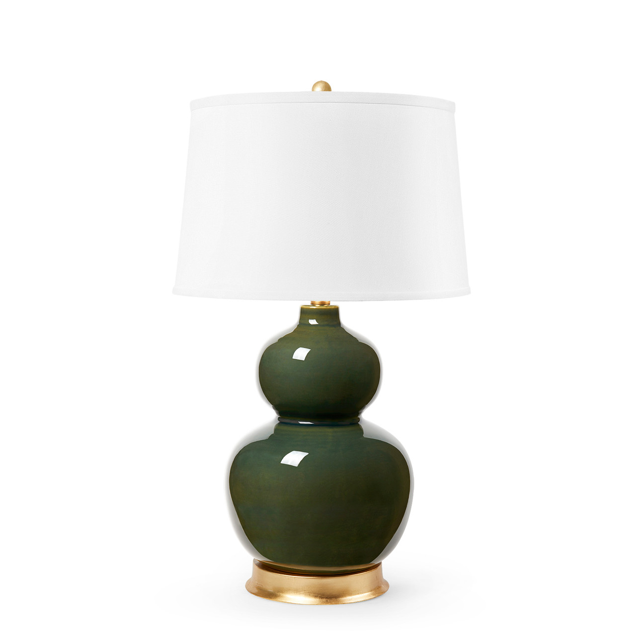 Jade Lamp with Shade 17-inch White Linen, with Gold, Olive Green