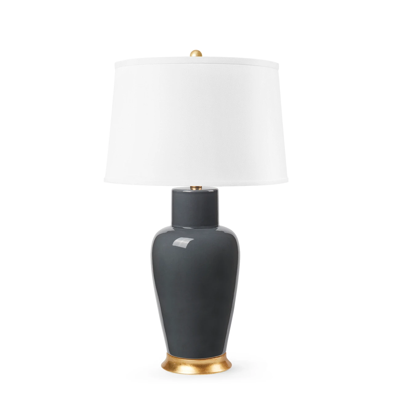 Kylie Lamp with Shade 17-inch White Linen, with Gold, Stormy Gray