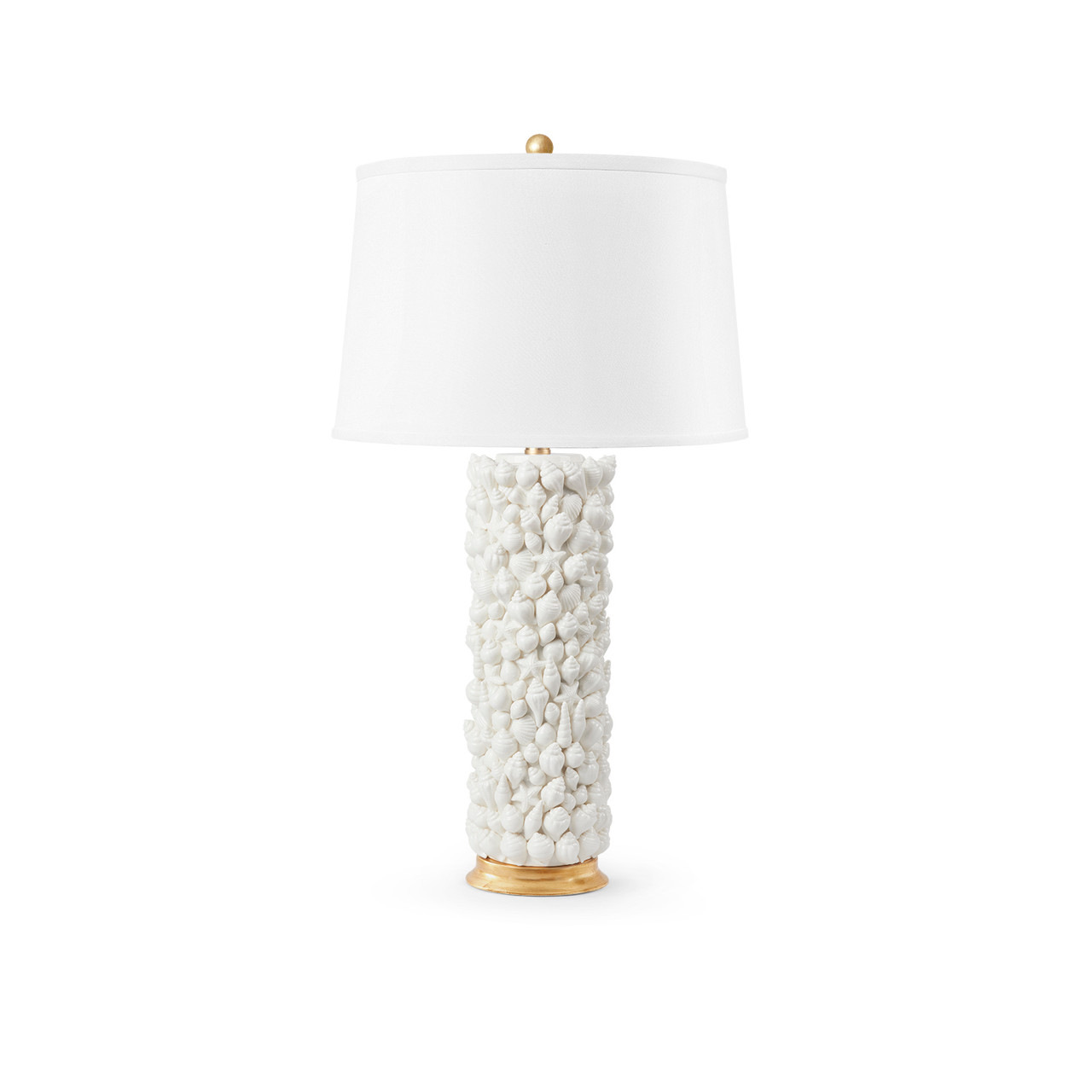 Sanibel Lamp with Shade 17-inch White Linen, with Gold, Blanc de Chine