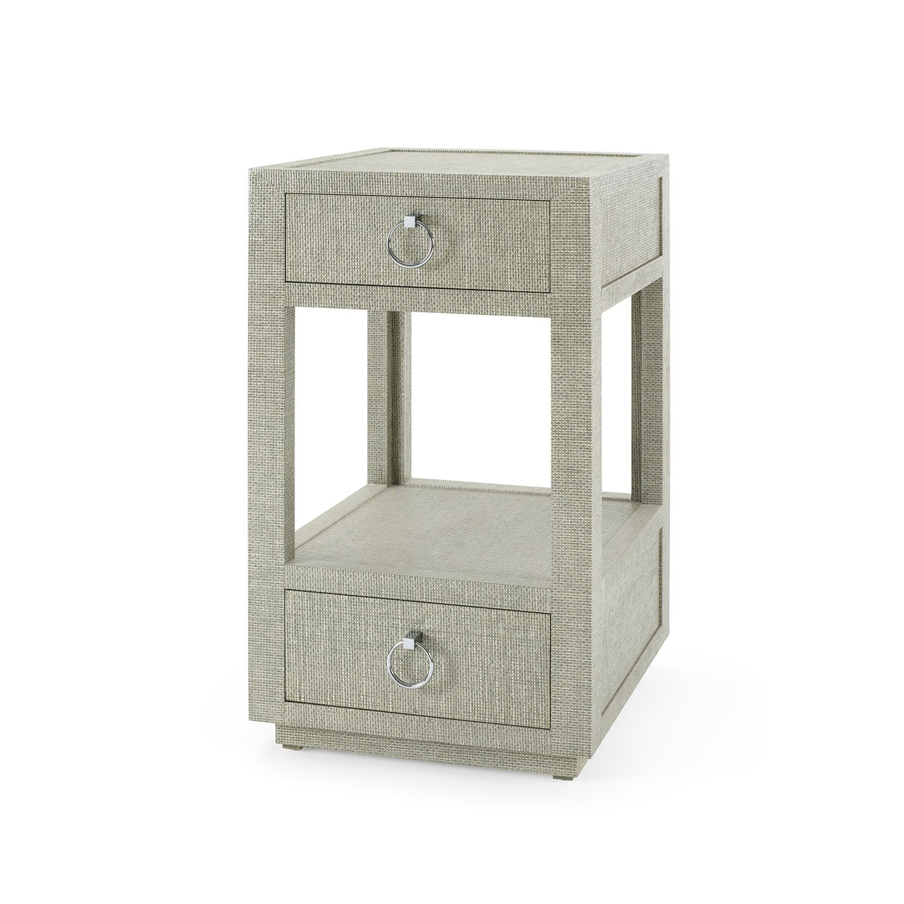 Camilla  2-Drawer Side Table, Moss Gray Tweed