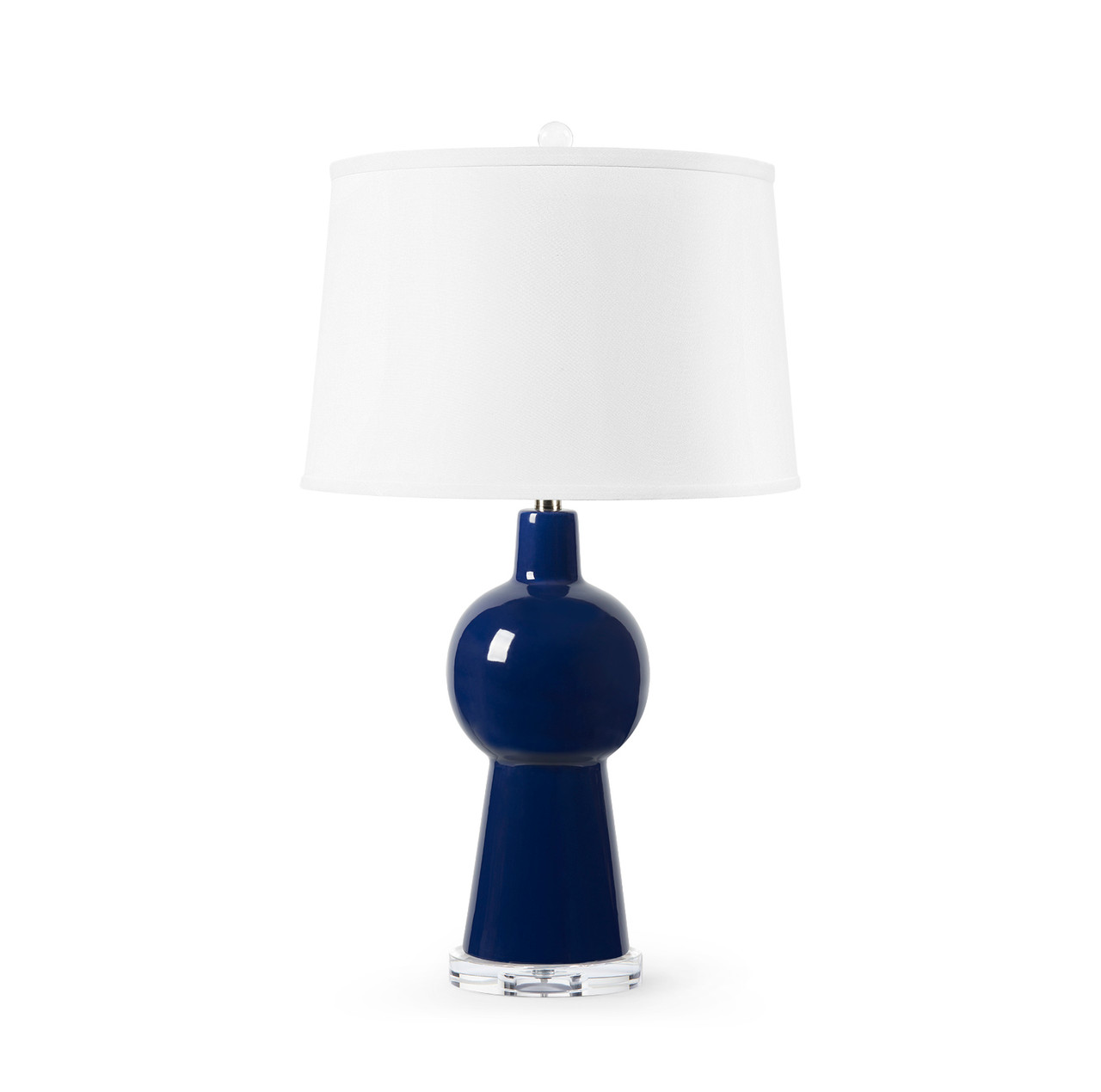 Astrid Lamp with Shade 17-inch White Linen, with Nickel, Nocturne Blue