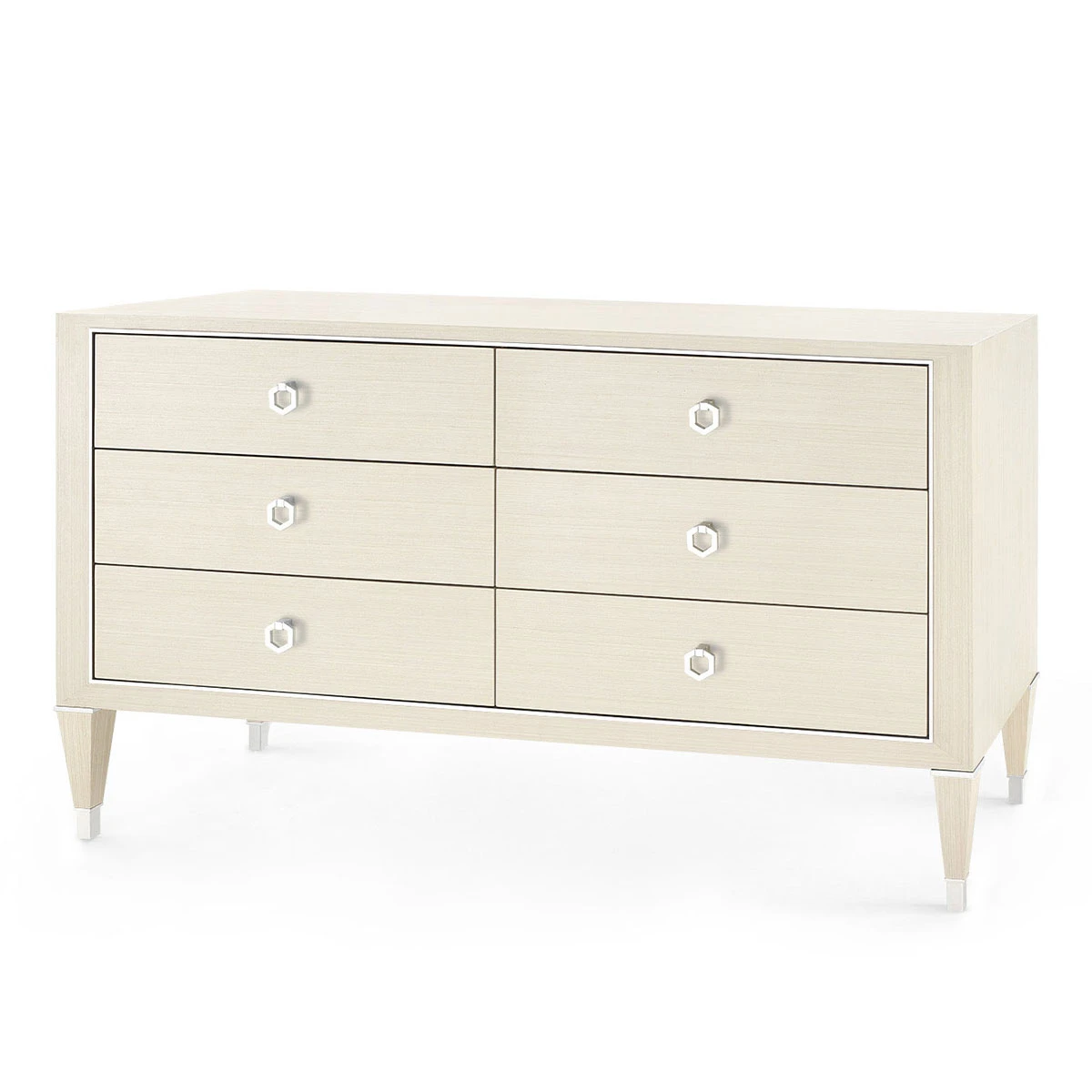 Morris Extra Large 6-Drawer, Blanched Oak and Nickel