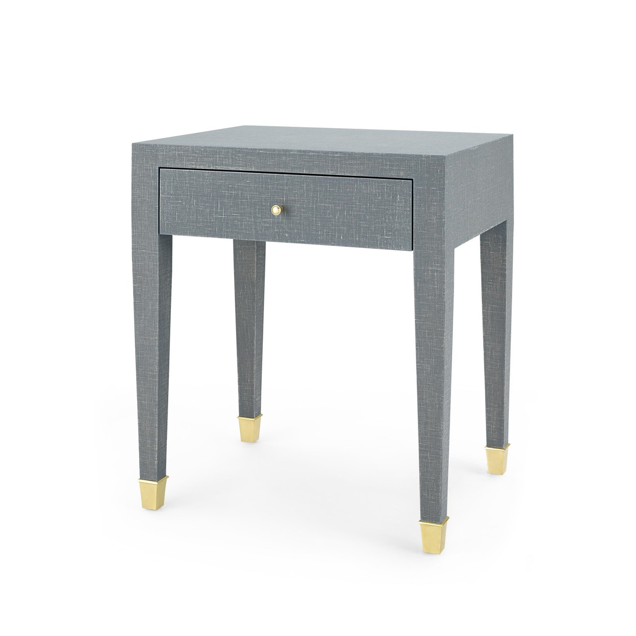Claudette 1-Drawer Side Table, Washed Winter Gray, Brass