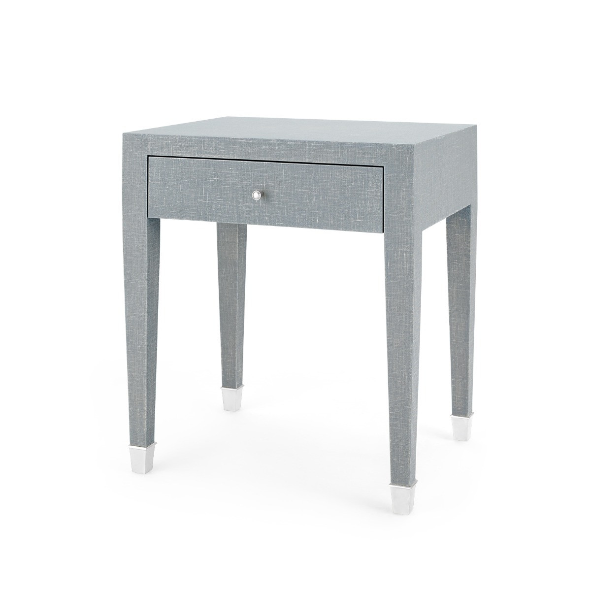 Claudette 1-Drawer Side Table, Washed Winter Gray, Nickel