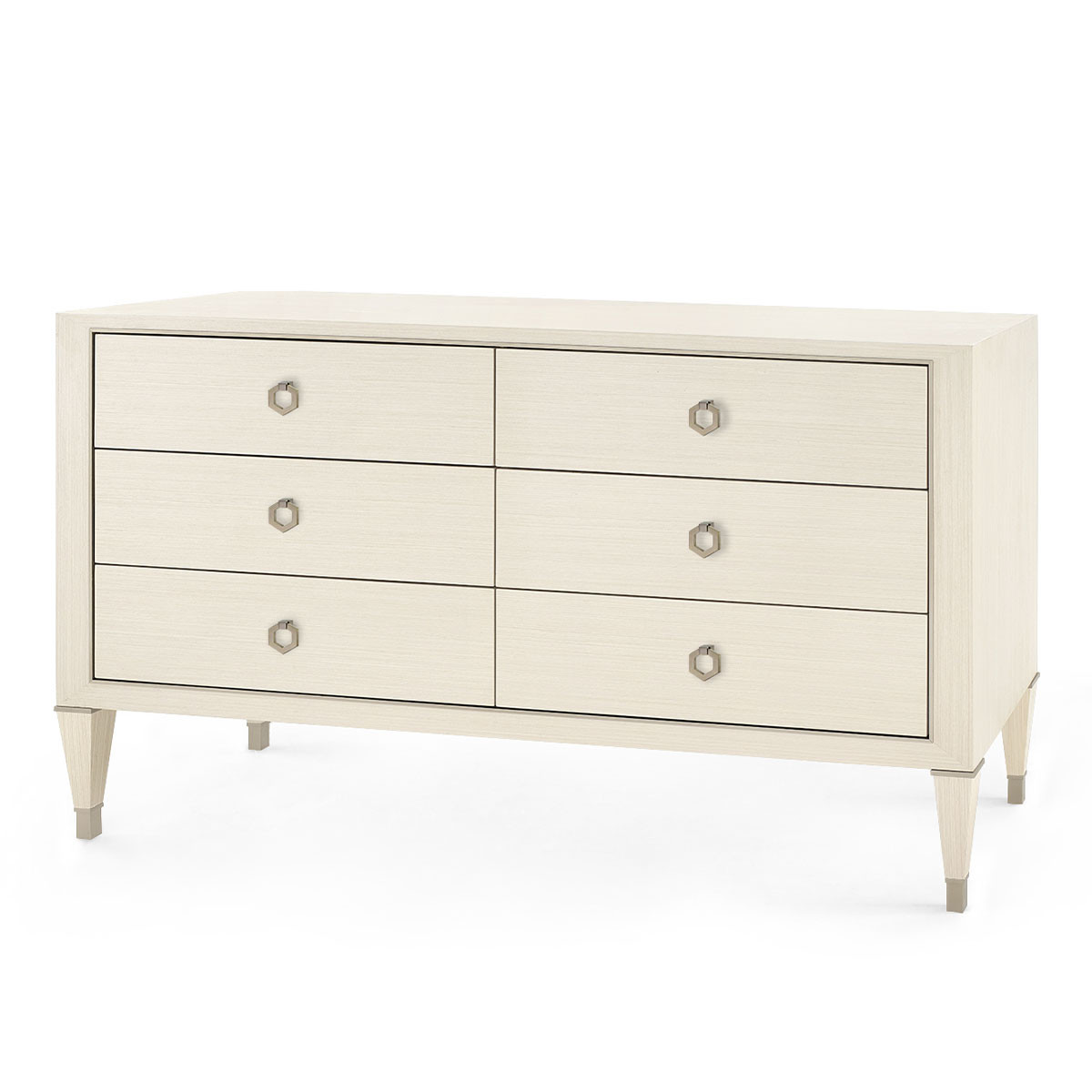 Morris Extra Large 6-Drawer, Blanched Oak and Satin Bronze