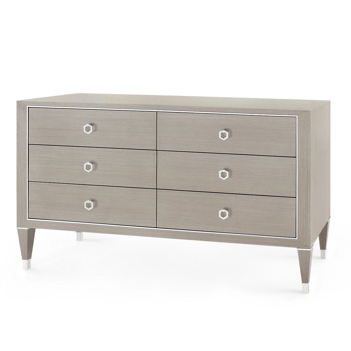 Morris Extra Large 6-Drawer, Taupe Gray and Nickel