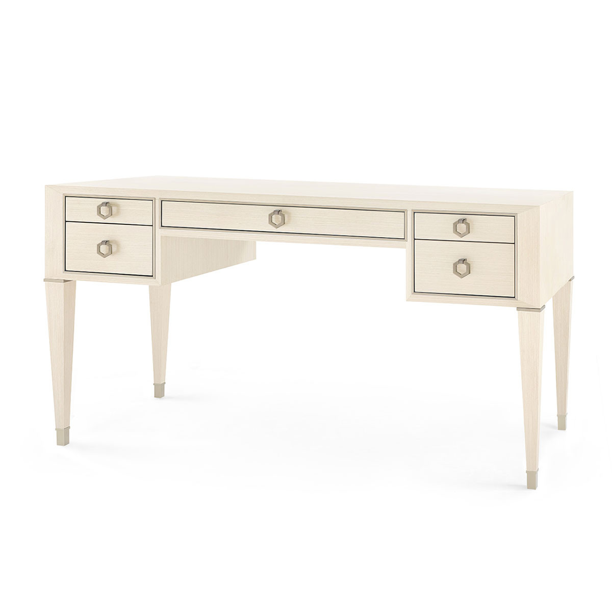 Morris Desk, Blanched Oak and Satin Bronze
