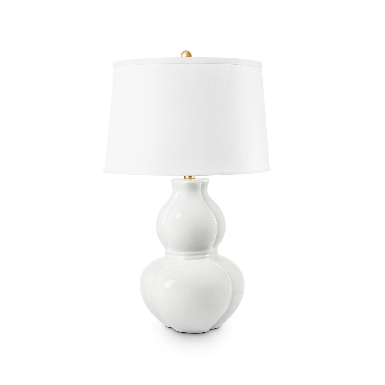 Sandar Lamp with Shade 17-inch White Linen, with Gold, Coconut