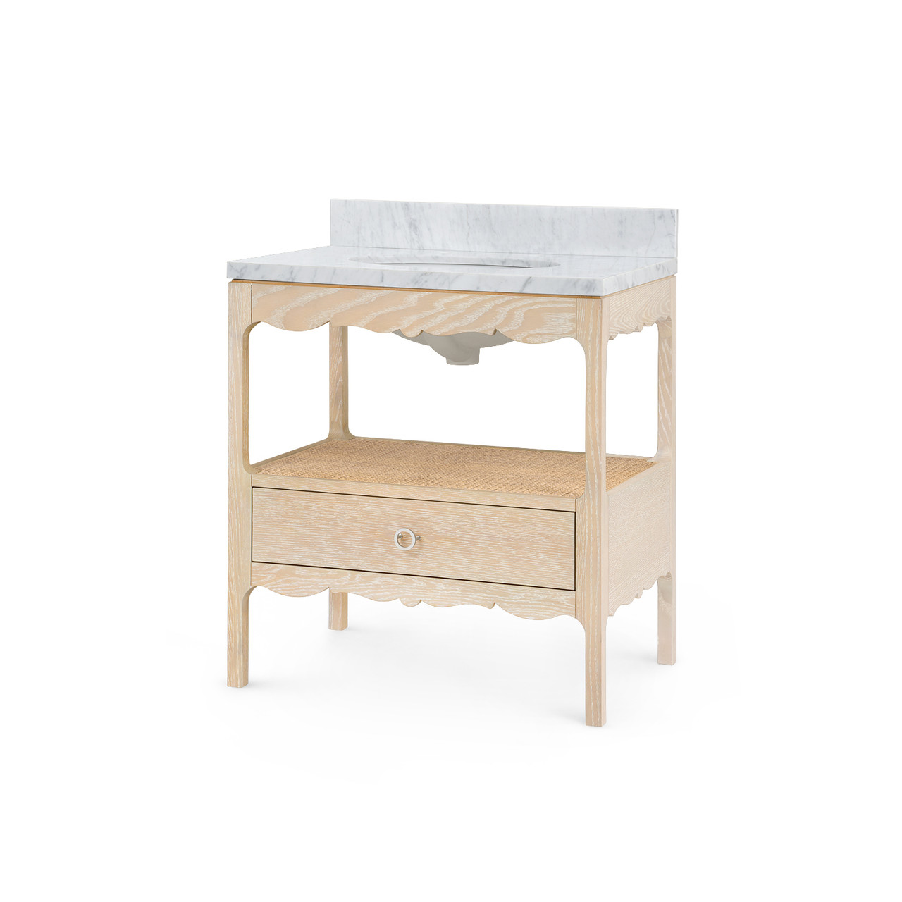 Arianna 1-Drawer Cabinet with 30" Marble Vanity Top, Sand