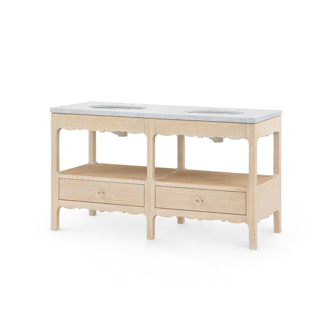 Arianna 2-Drawer Cabinet with 60" Marble Vanity Top, Sand