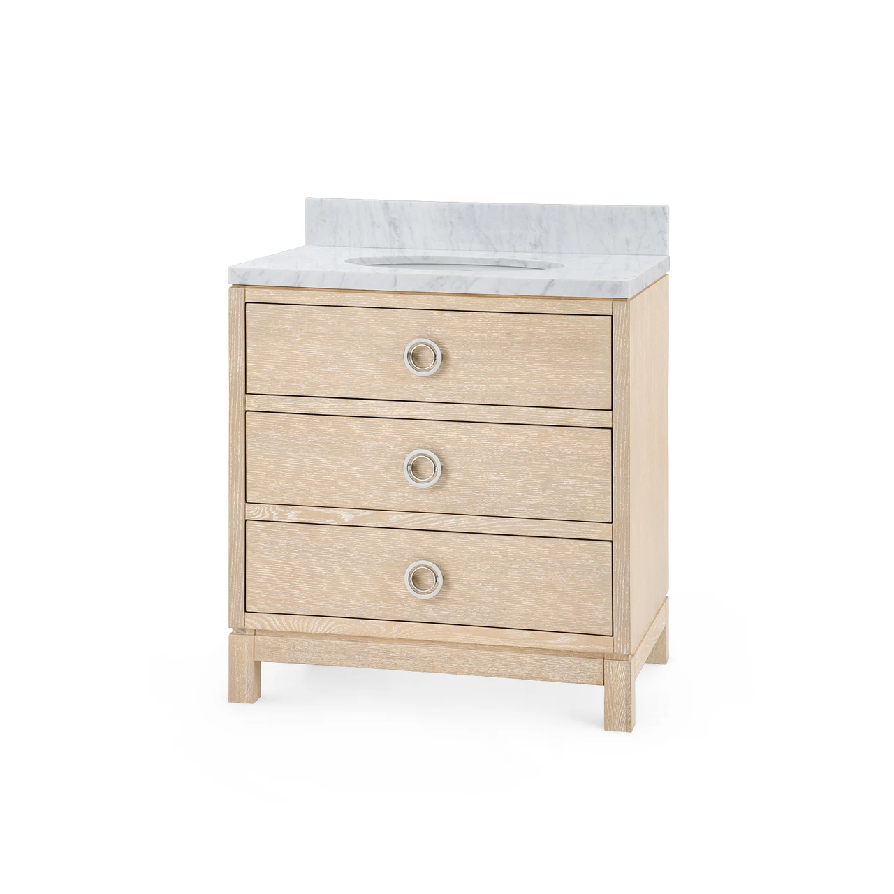 Caspian 2-Drawer Cabinet with 30" Marble Vanity Top, Sand