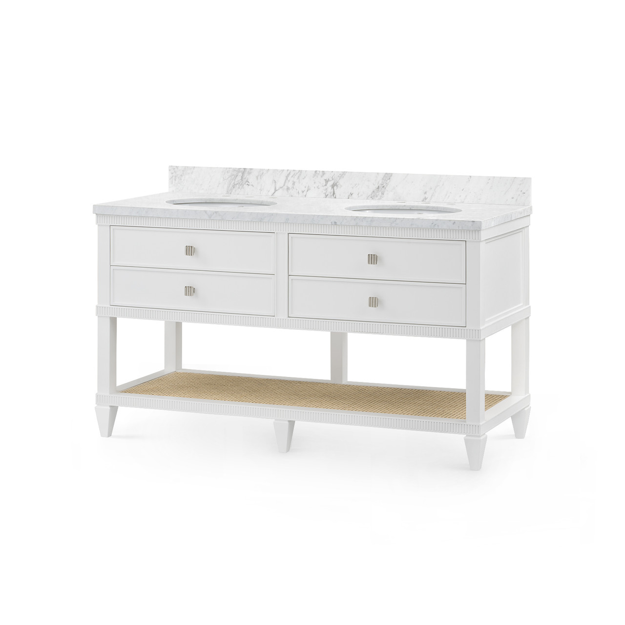 Sienna 2-Drawer Table with 60" Marble Vanity Top, Vanilla
