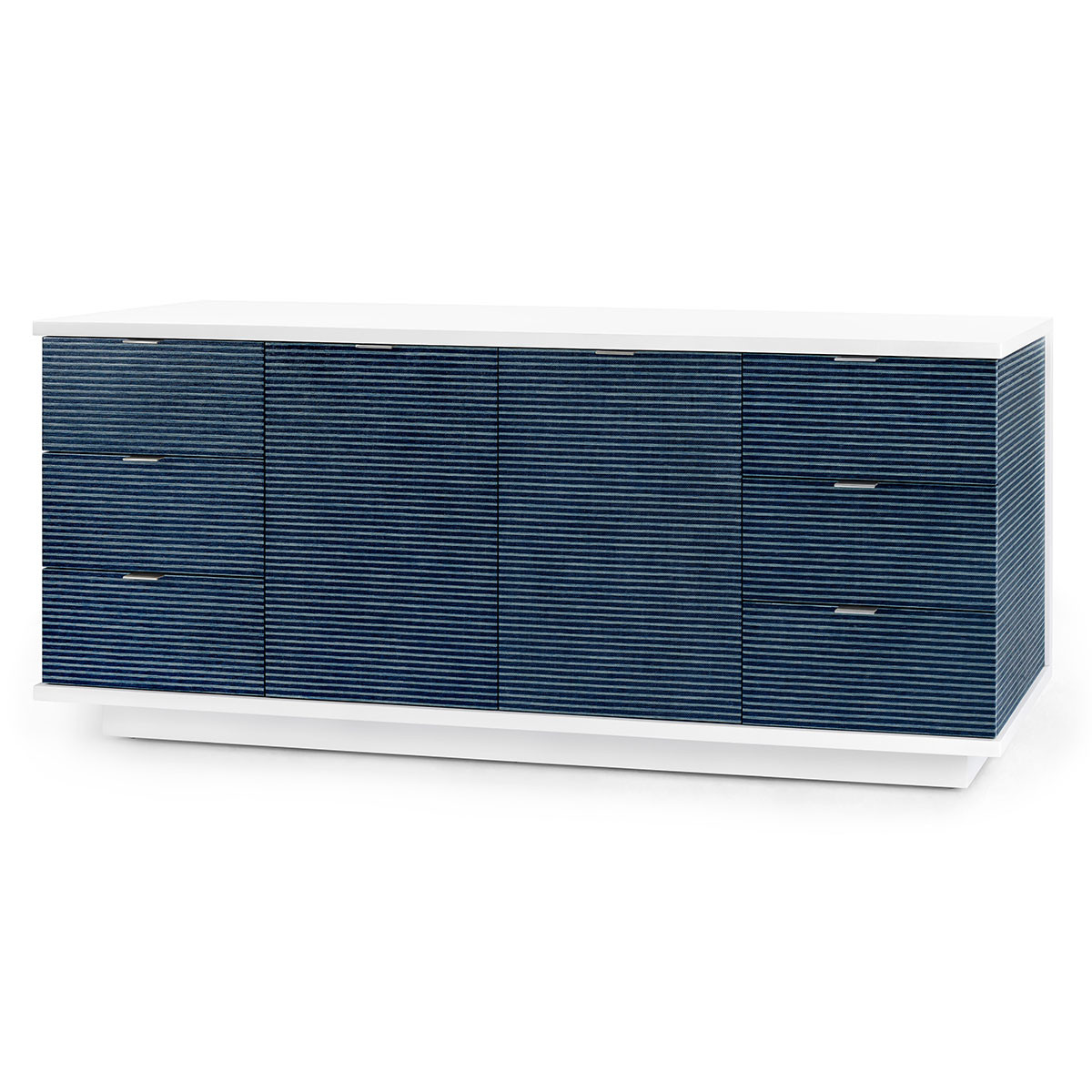 Cosmopolitan 6-Drawer & 2-Door Cabinet, Navy Blue Pencil Stripe
