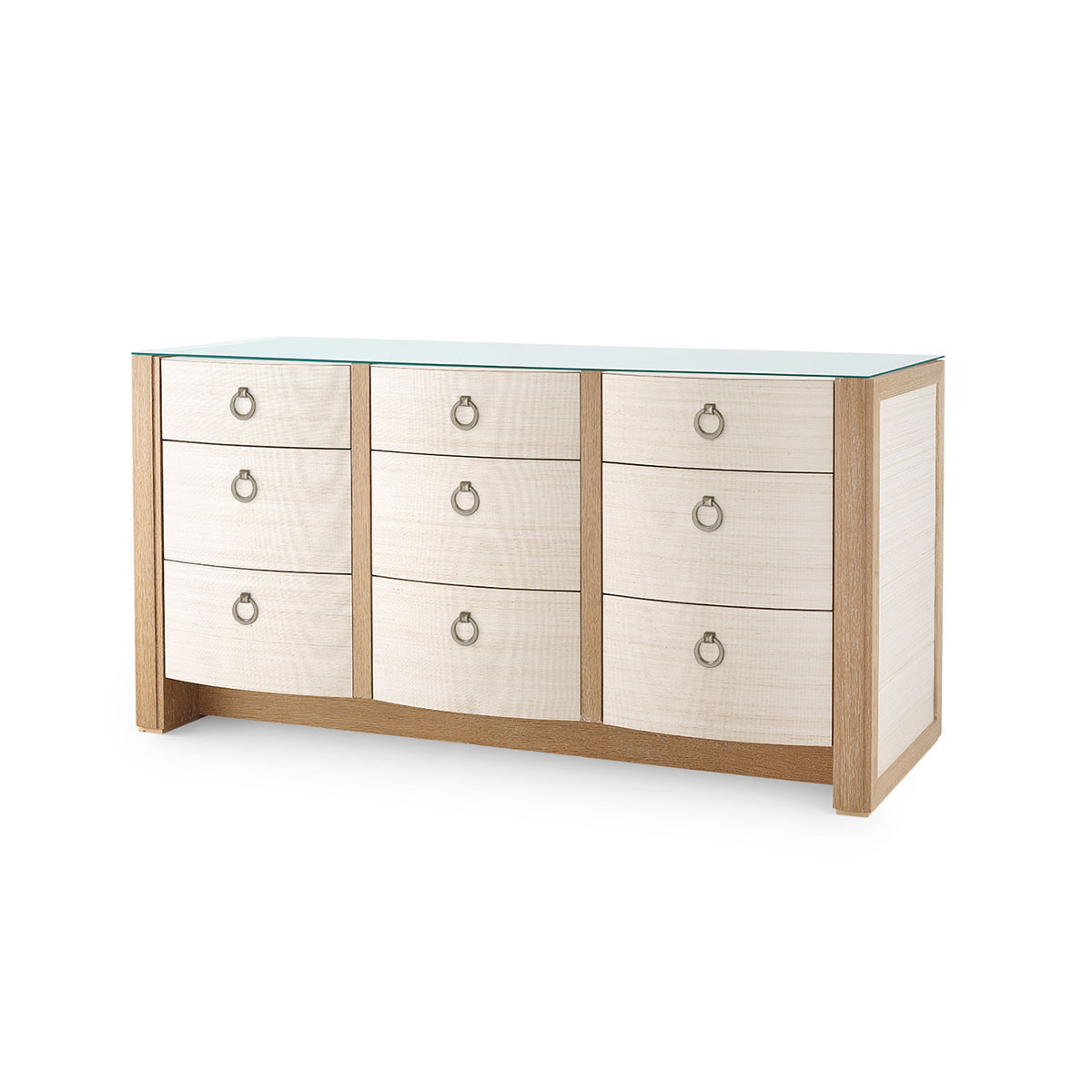 Albert Extra Large 9-Drawer with Glass Top, Light Natural Shimmer