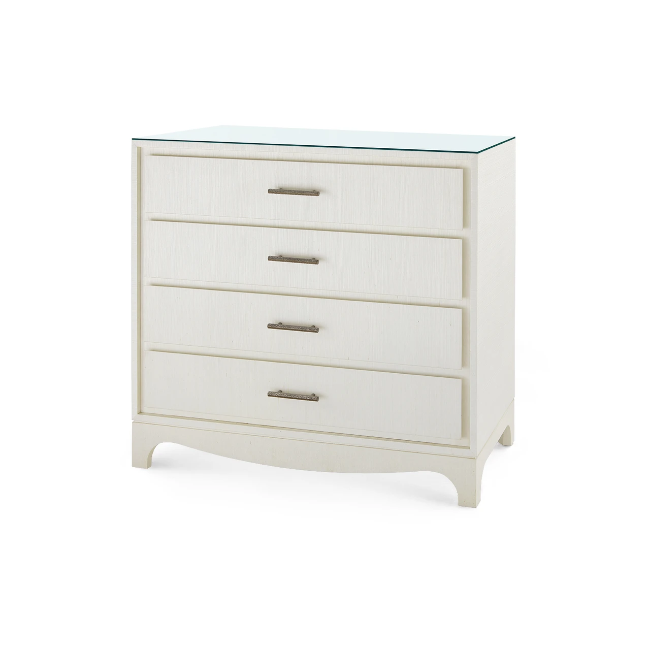 Barrett Large 4-Drawer with Glass Top, Sand White