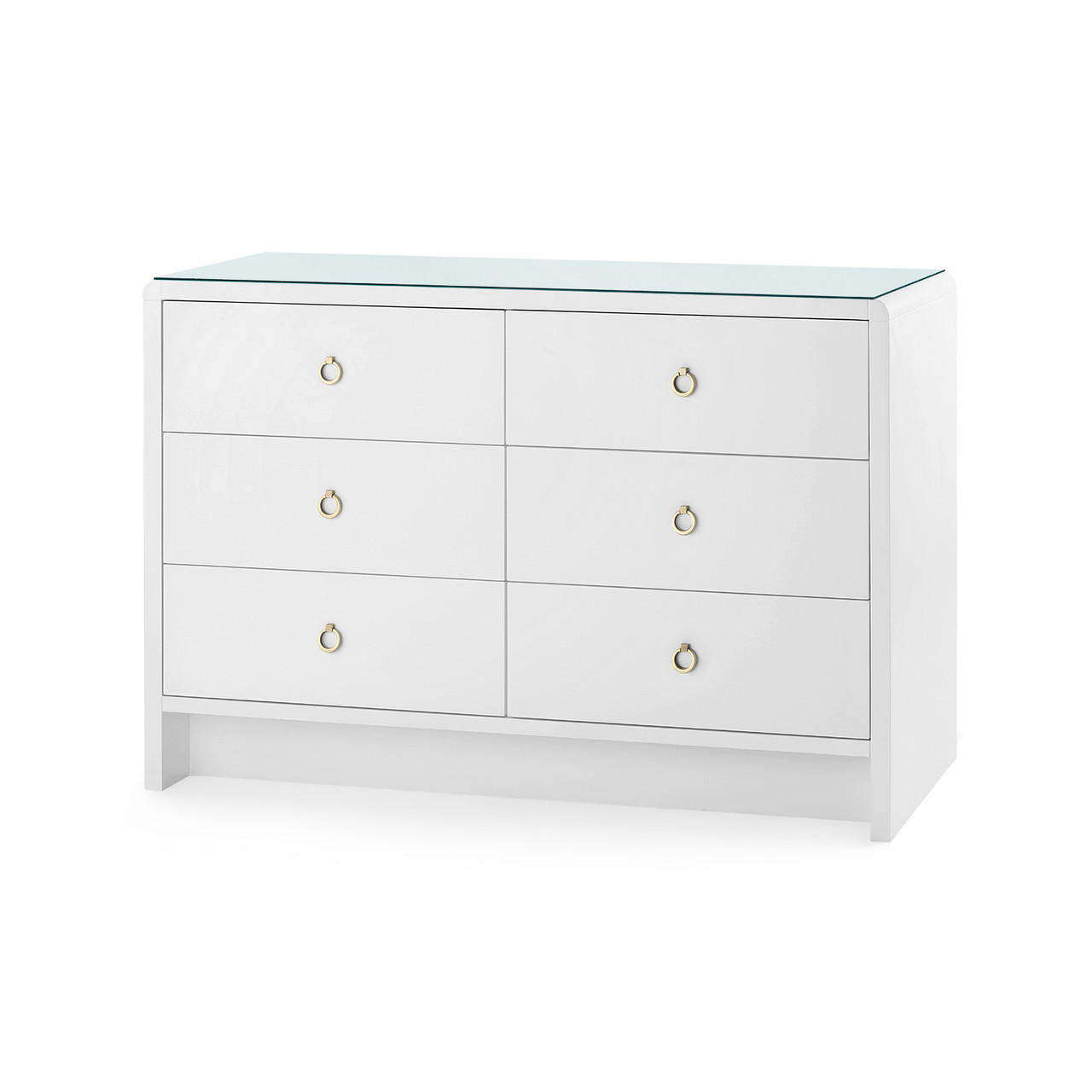 Bryant Extra Large 6-Drawer with Glass Top, White Pearl