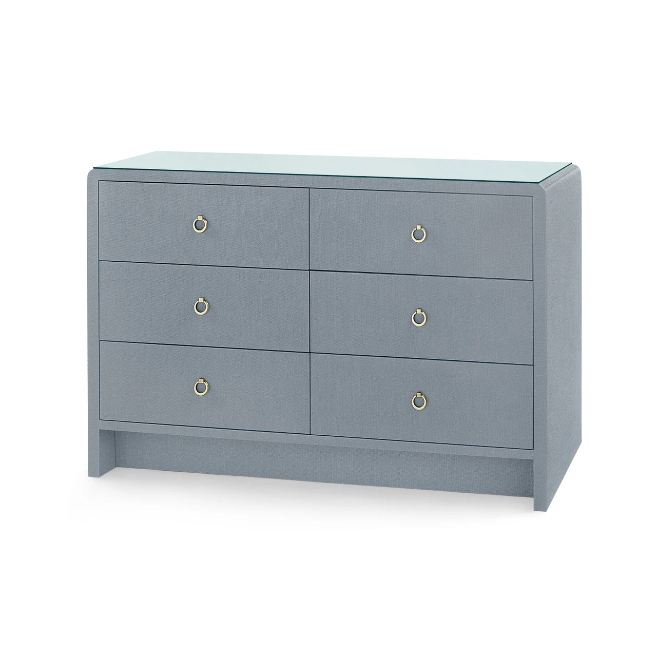 Bryant Linen Extra Large 6-Drawer with Glass Top, Winter Gray