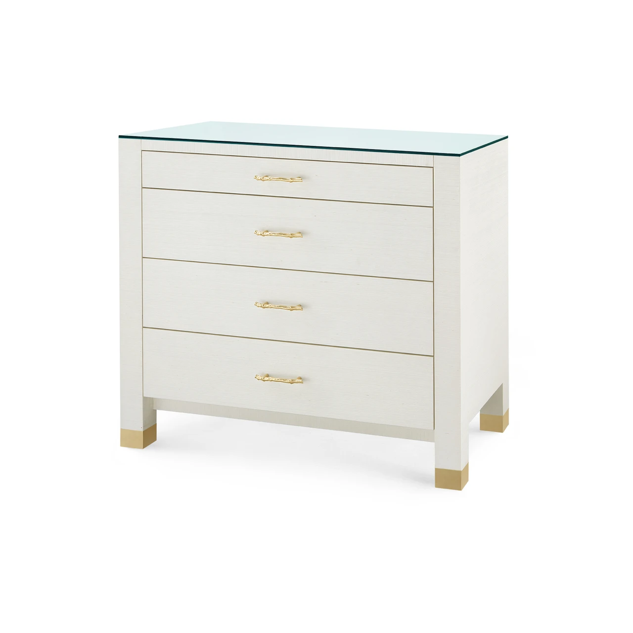 Camden Large 4-Drawer with Glass Top, Sand White