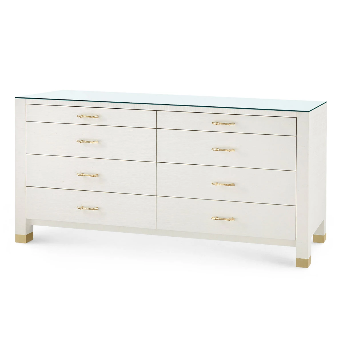 Camden Extra Large 8-Drawer with Glass Top, Sand White