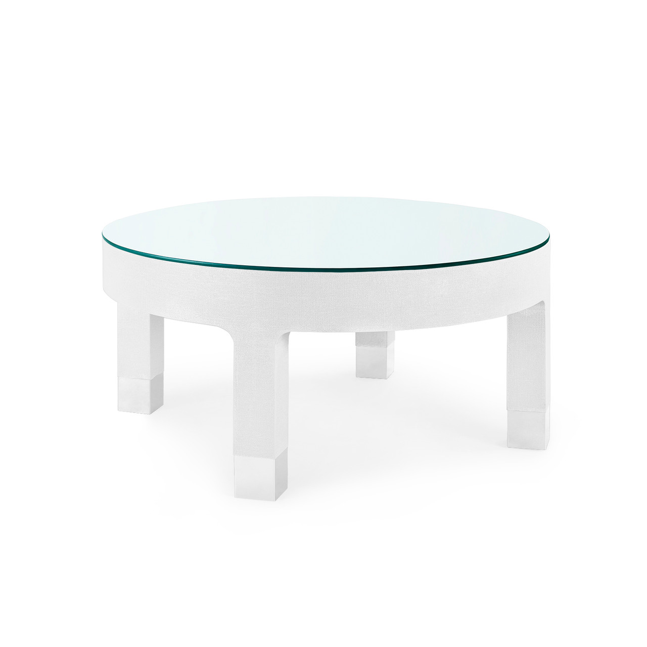 Dakota Round Coffee Table with Glass Top, Cream