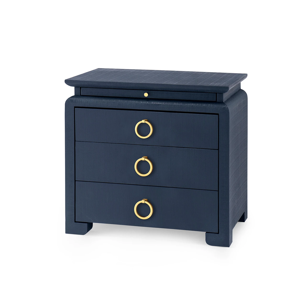 Elina 3-Drawer Side Table with Glass Top, Storm Blue