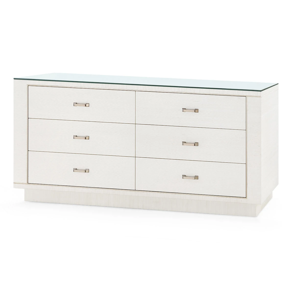 Ethan 6-Drawer with Glass Top, Sand White