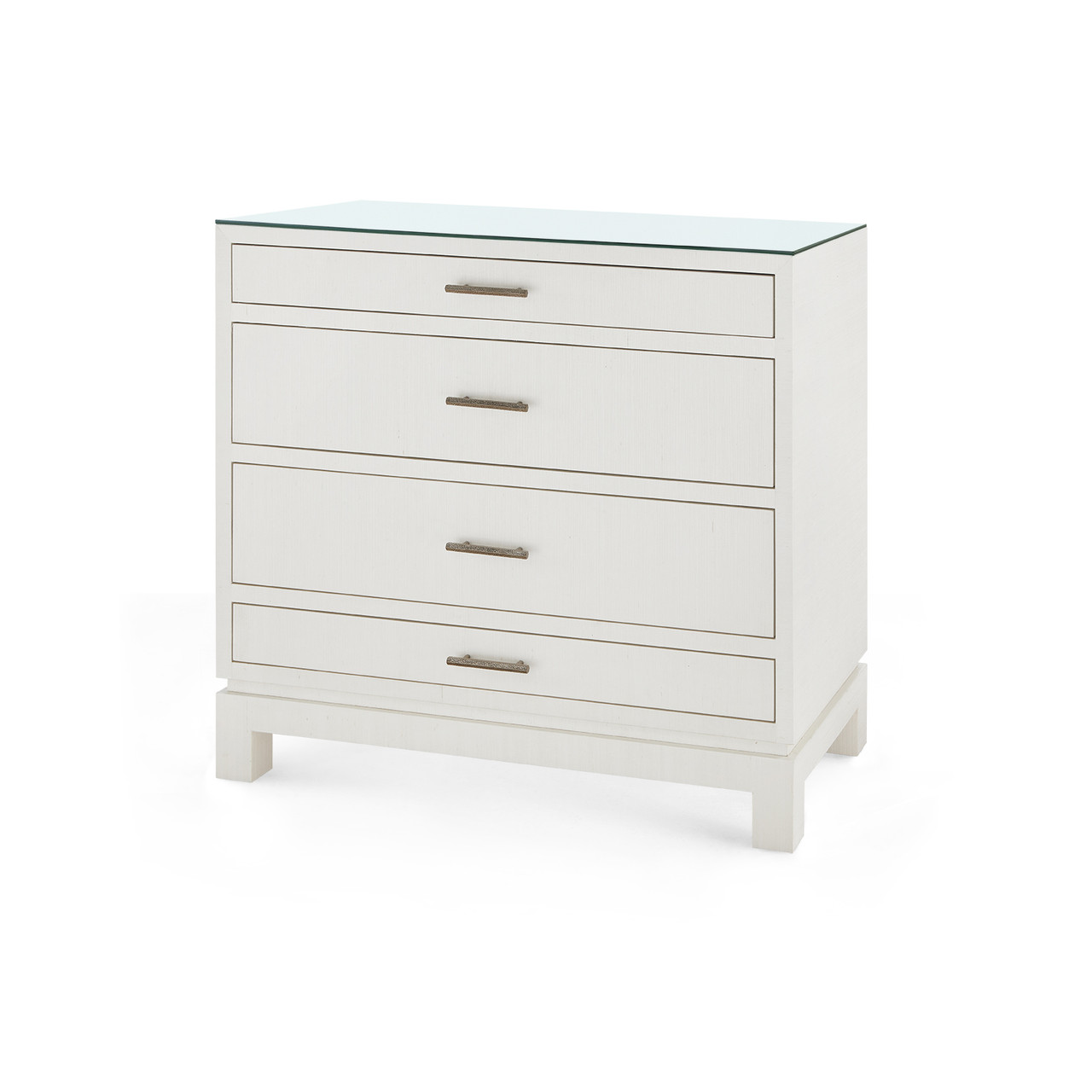Florence Large 4-Drawer with Glass Top, Sand White