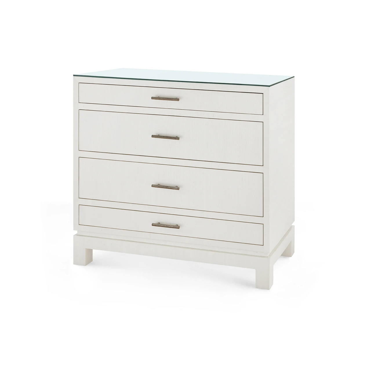 Florence Large 4-Drawer with Glass Top, Sand White
