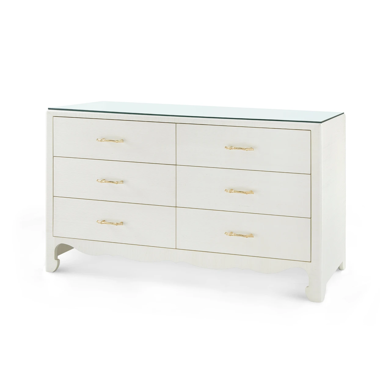 Gianna Extra Large 6-Drawer with Glass Top, Sand White